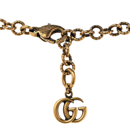Gucci Metal Crystal Pearl Lion Head Necklace Aged Gold 5 of 7