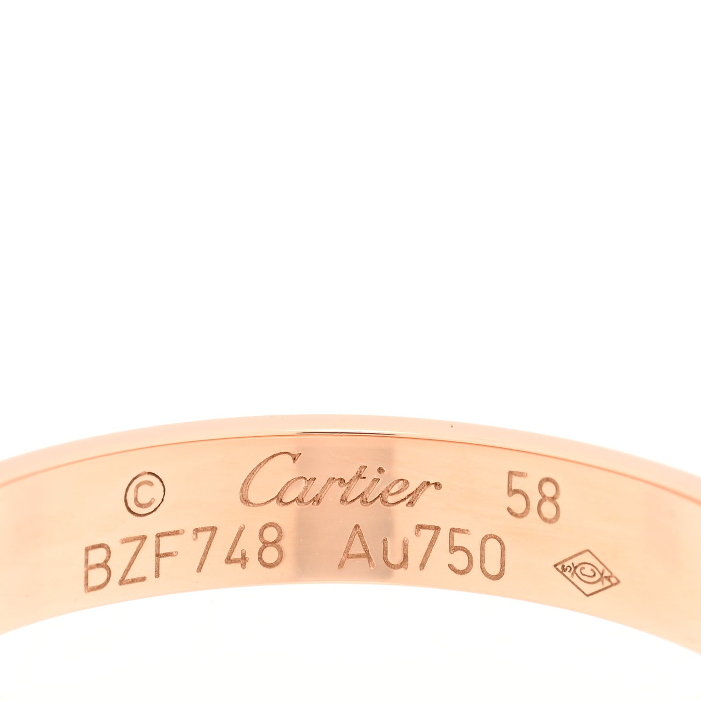 18K Pink Gold 3.5mm LOVE Wedding Band Ring 58 8.25