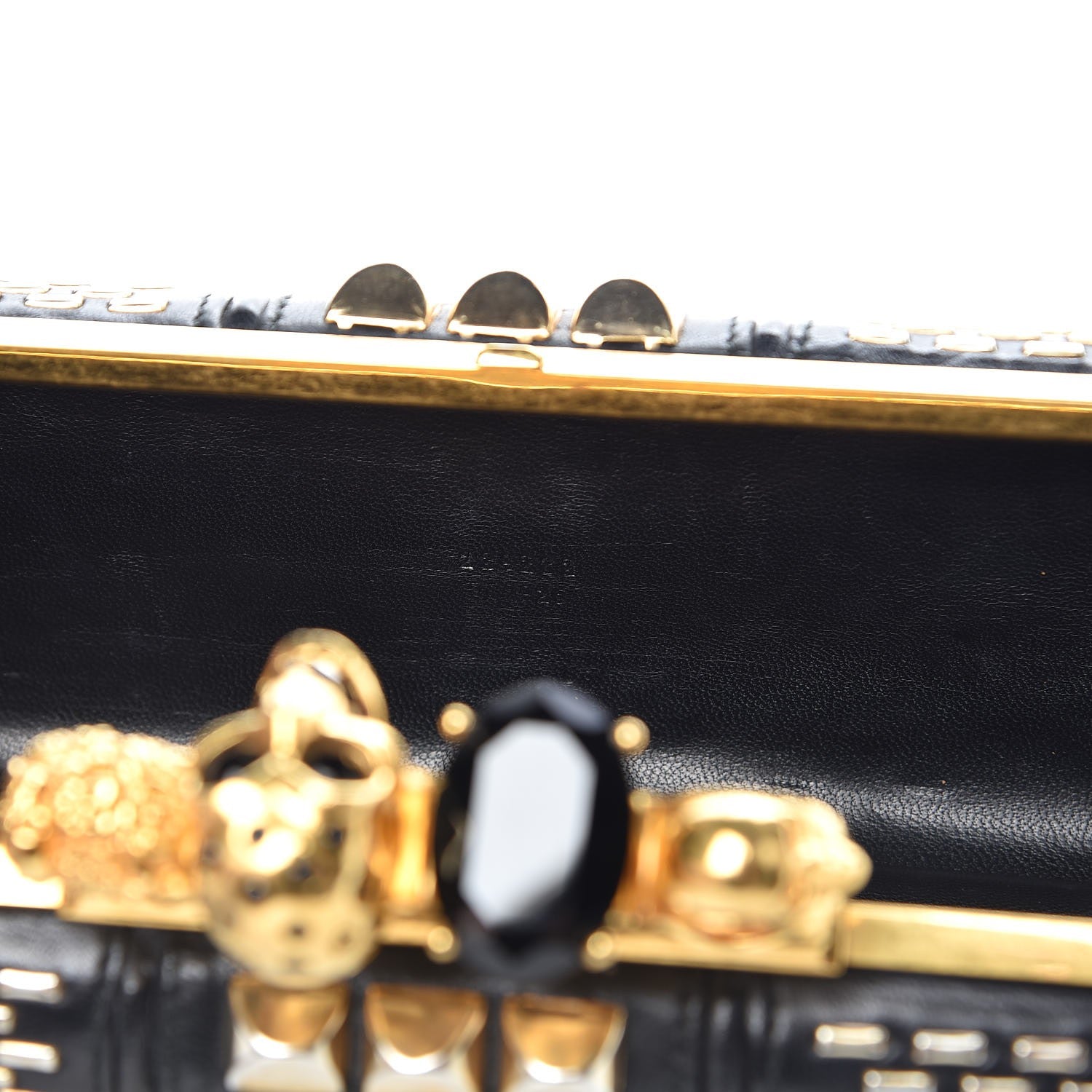 Alexander McQueen Nappa Studded Skull Knuckle Box Clutch Black 8 of 8
