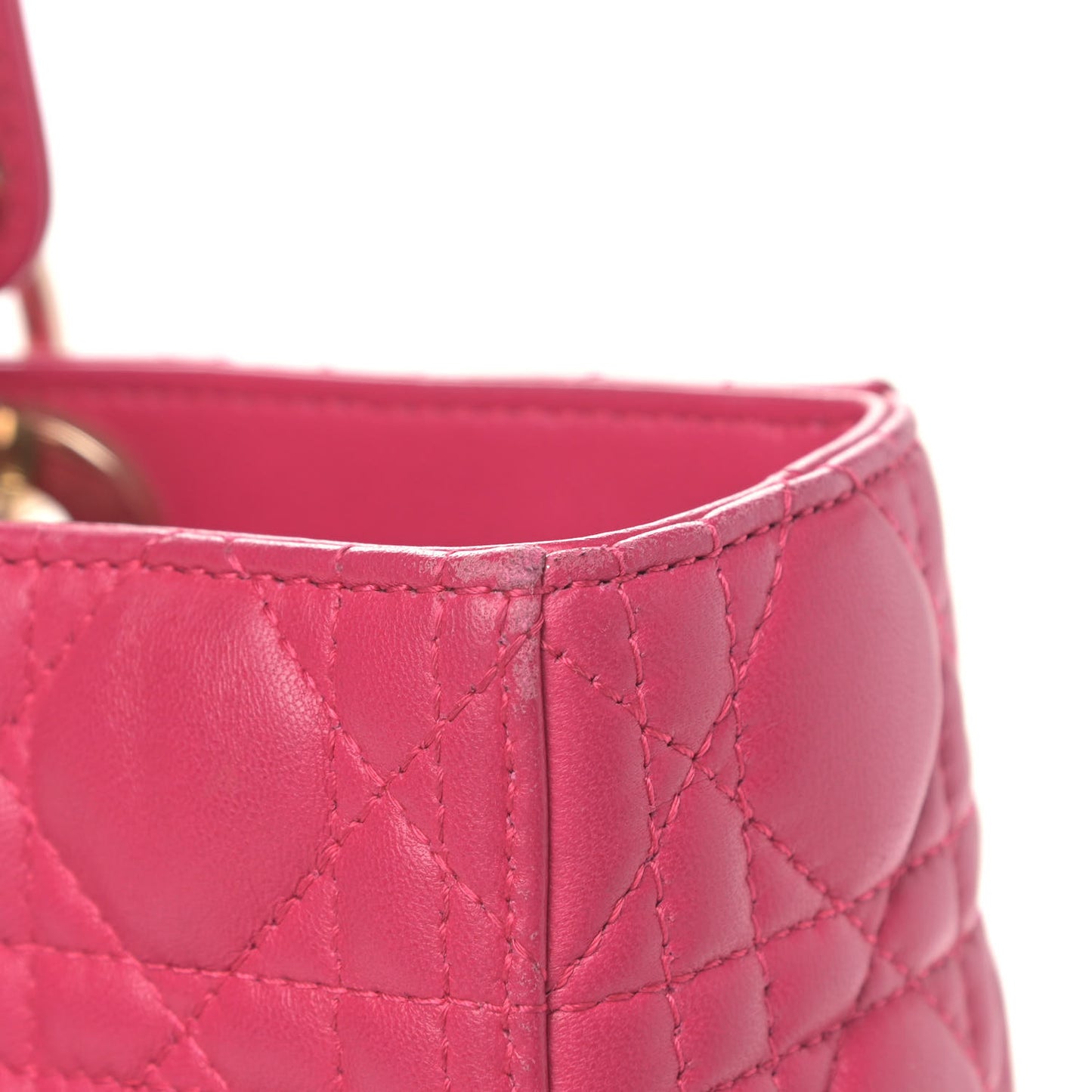 Lambskin Cannage Large Lady Dior Fuchsia