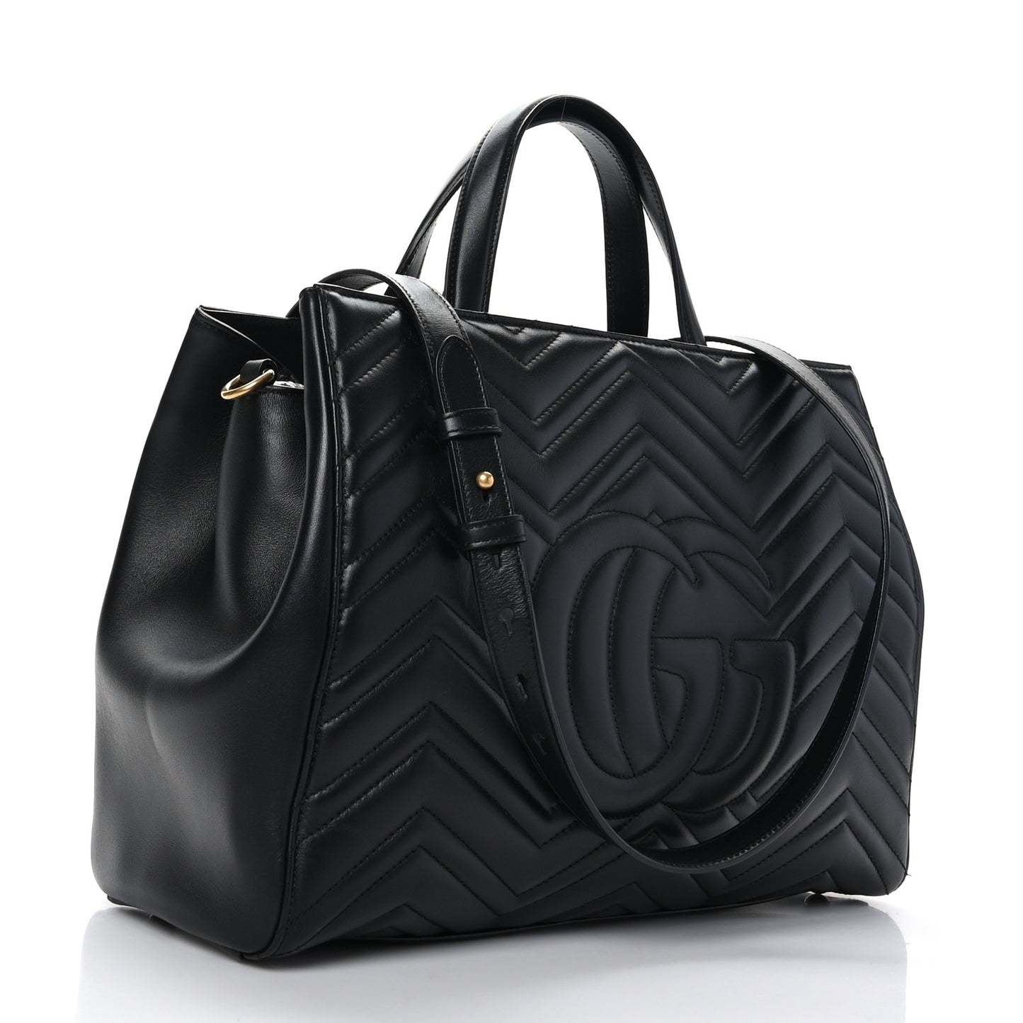 Calfskin Matelasse Medium GG Marmont Tote Black