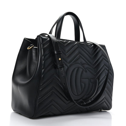 Gucci Calfskin Matelasse Medium GG Marmont Tote Black 3 of 9
