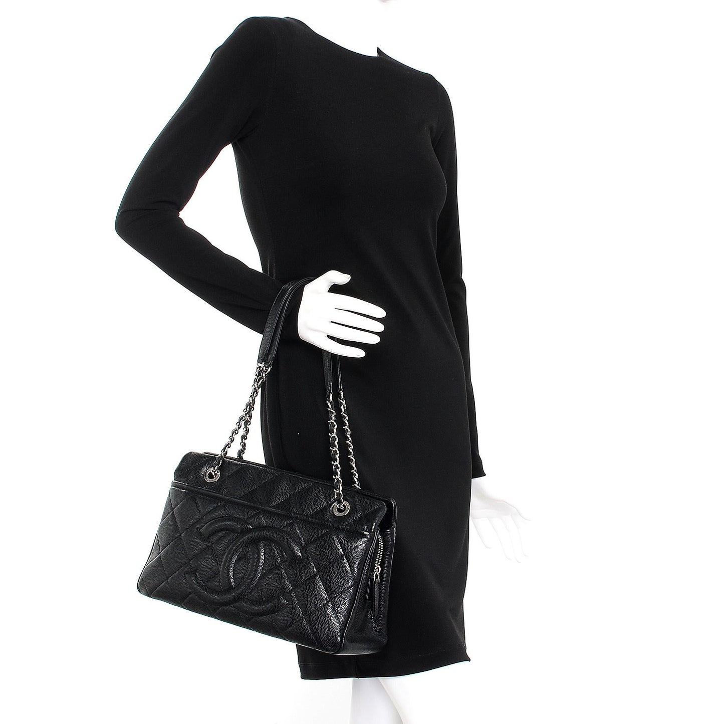 Caviar Quilted Timeless CC Tote Black