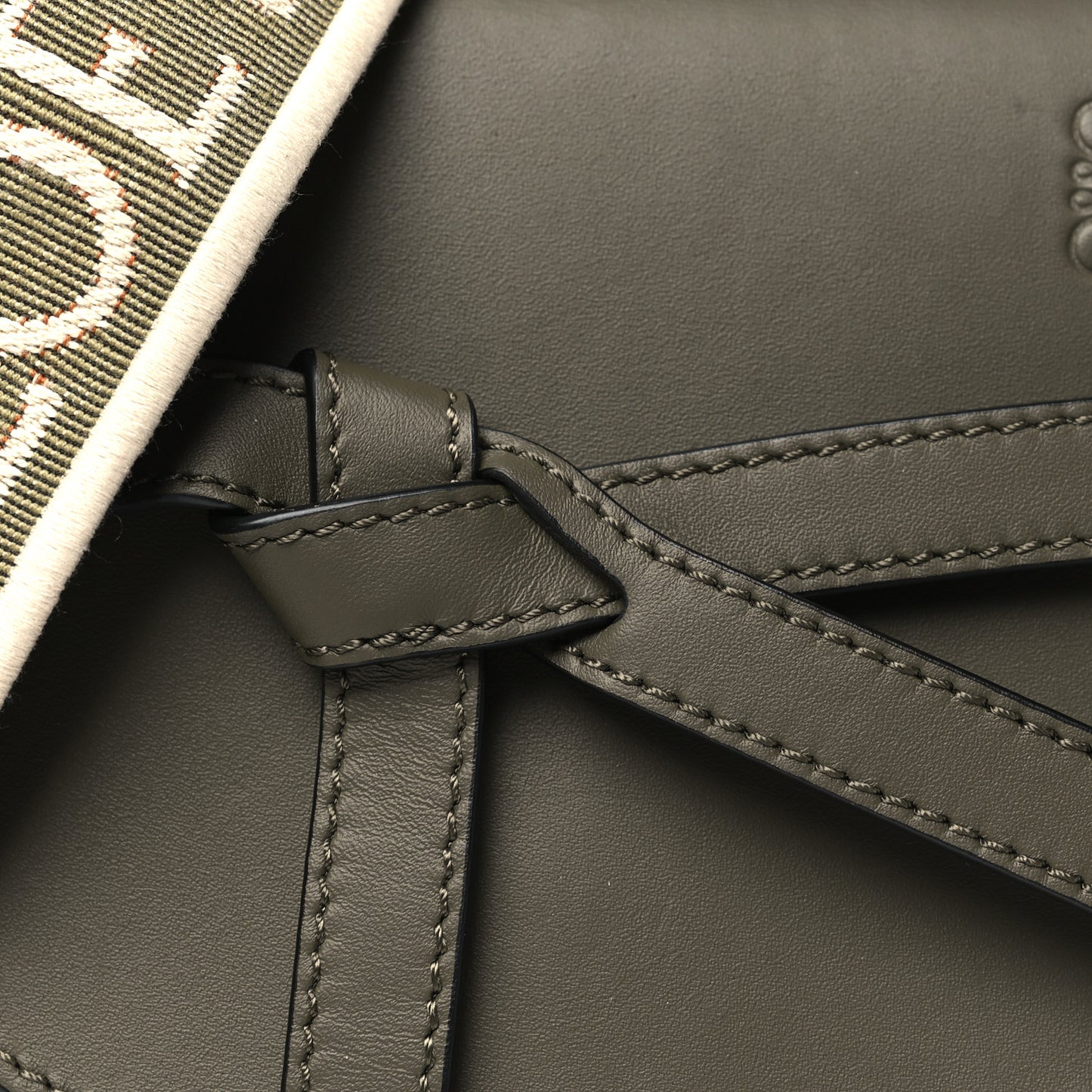 Calfskin Jacquard Mini Gate Dual Bag Autumn Green