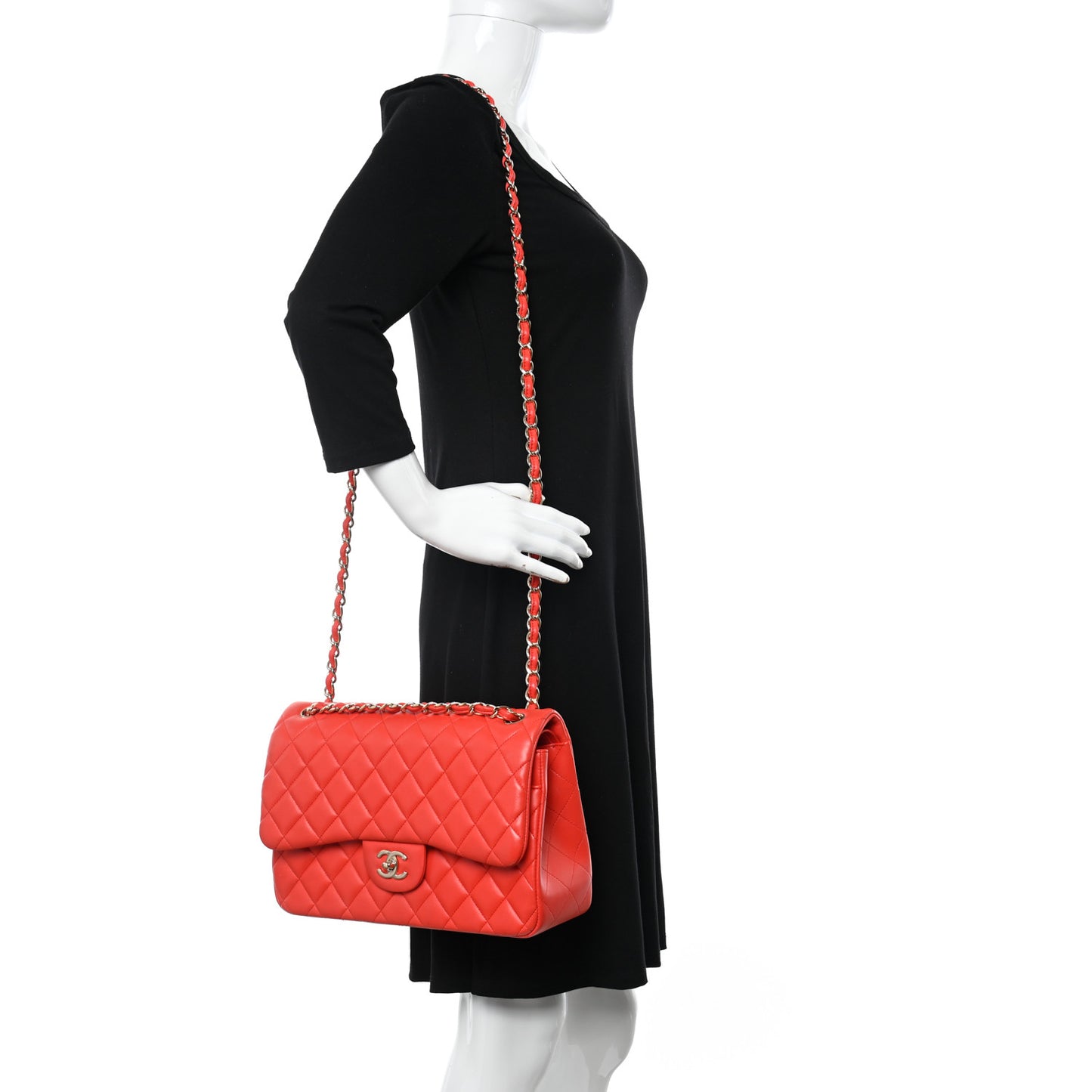 Lambskin Quilted Jumbo Double Flap Red