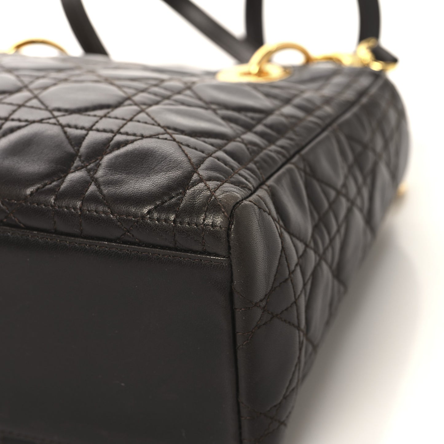 Lambskin Cannage Medium Lady Dior Dark Brown