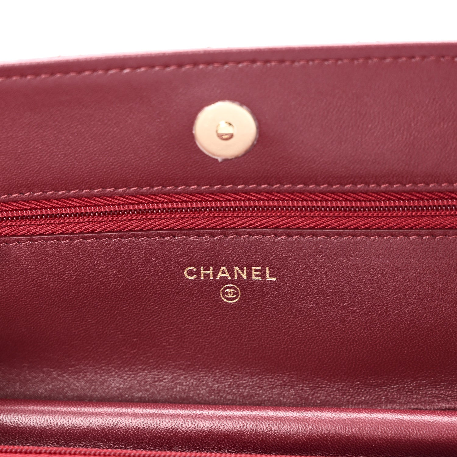 Chanel Lambskin Quilted Wallet On Chain WOC Burgundy 6 of 12