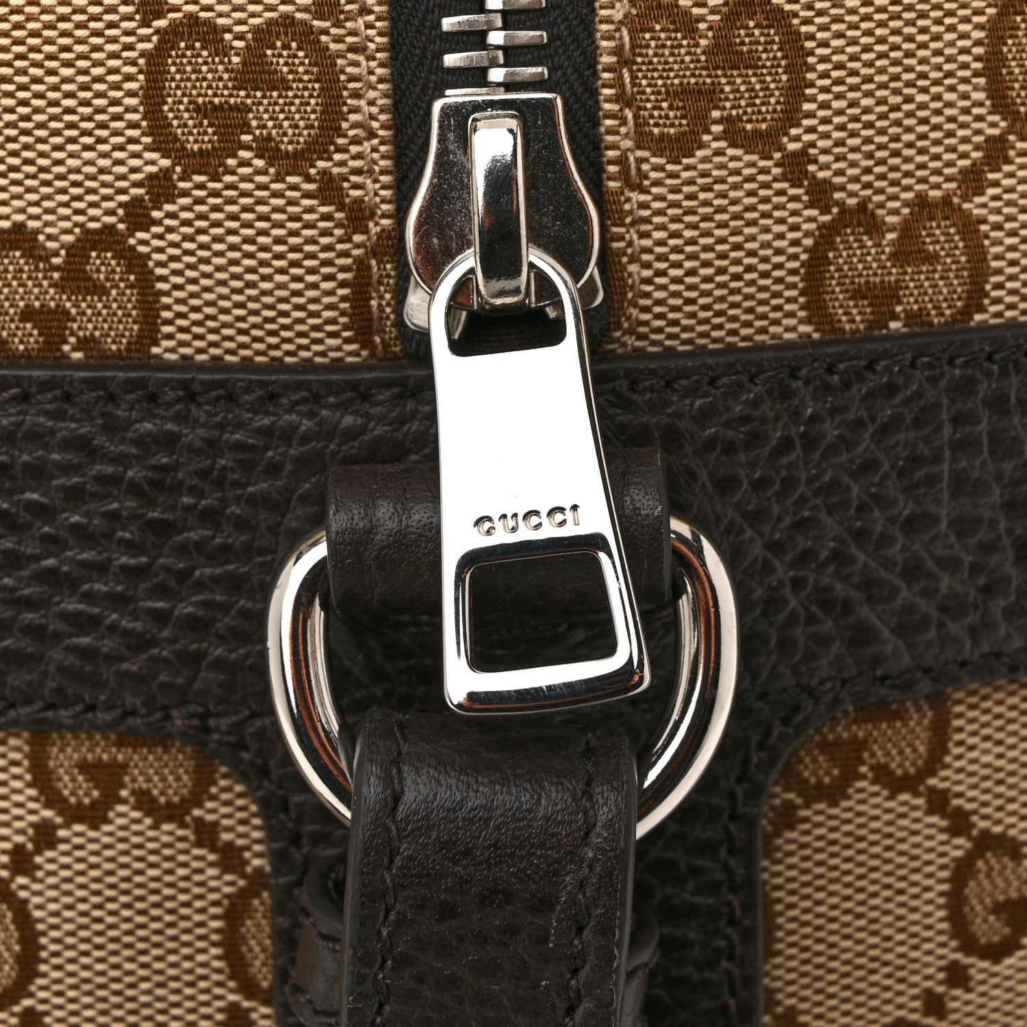 Gucci Monogram Dollar Calfskin Boston Duffle Bag Beige Ebony Testa di Moro Marrone Scuro 11 of 11