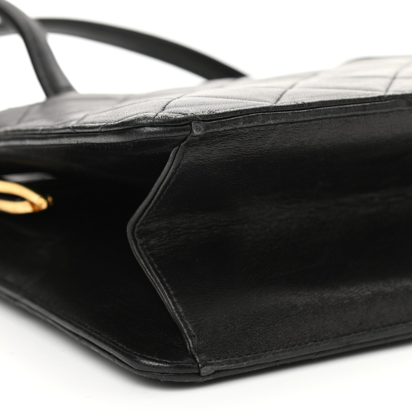 Lambskin Quilted Top Handle Bag Black