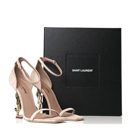 Saint Laurent Suede Calfskin Opyum 110 Sandals 38.5 Cachemere Pale Gold 9 of 9
