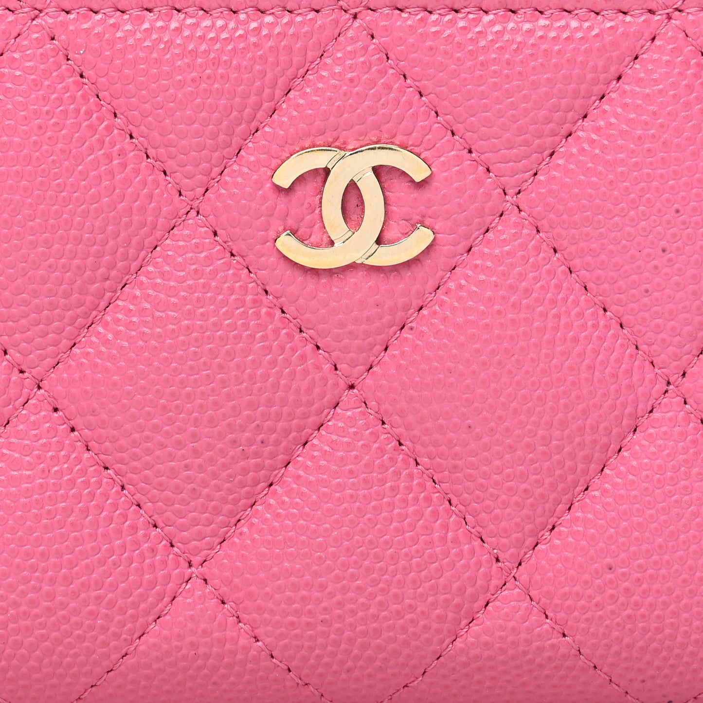 Caviar Quilted Zip Coin Purse Pink