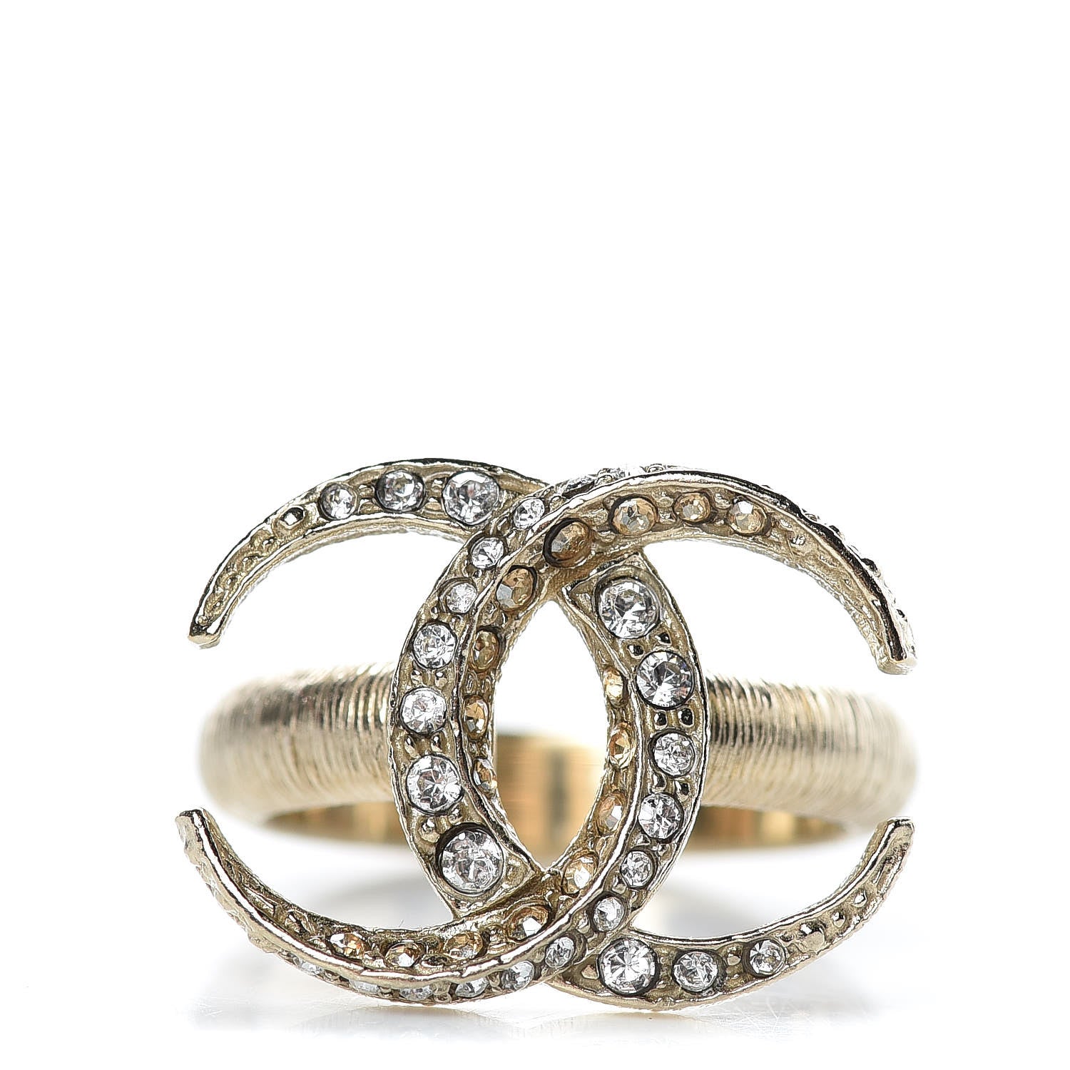 Chanel Crystal CC Moon Ring 6 Gold 1 of 5