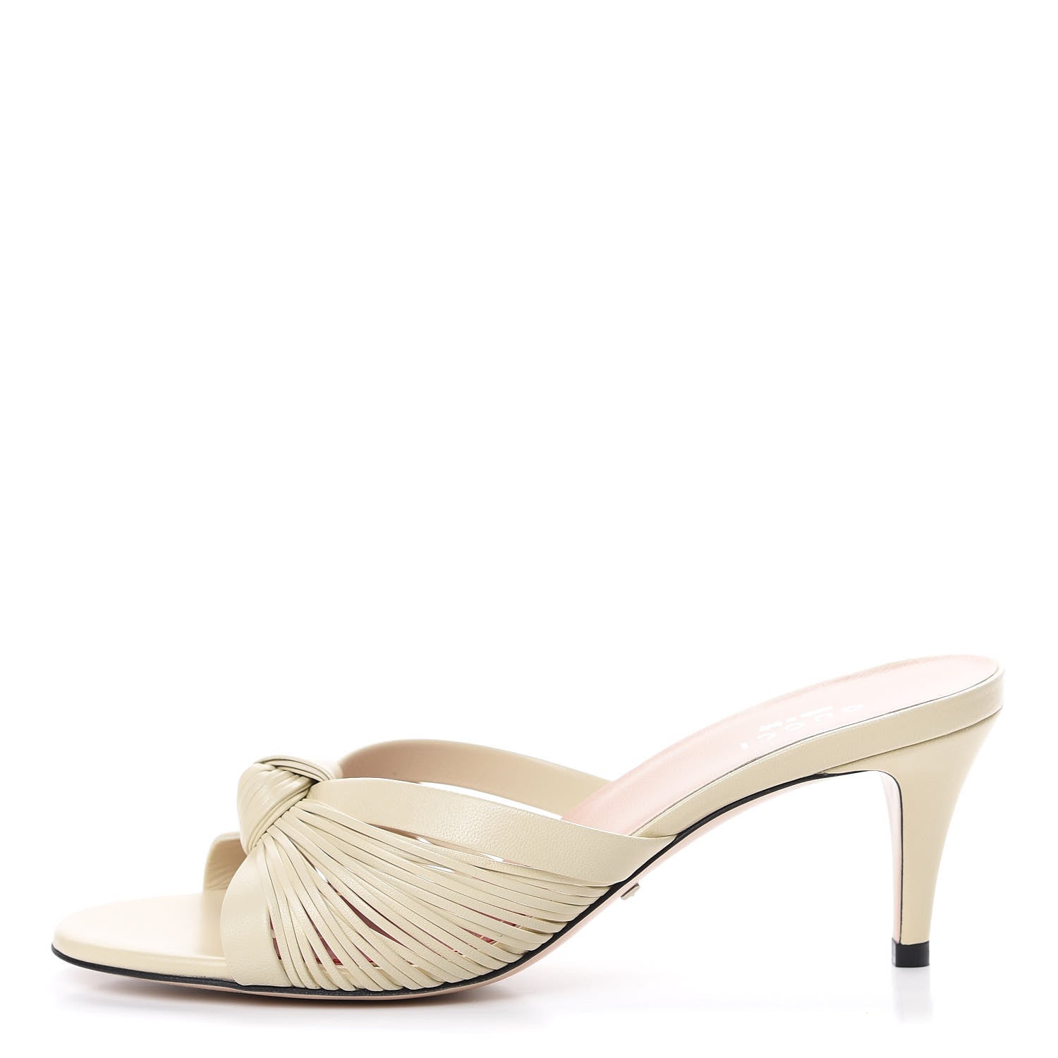 Gucci Malaga Kid Crawford Knot Mid Heel Slides 36.5 Vintage White 1 of 8