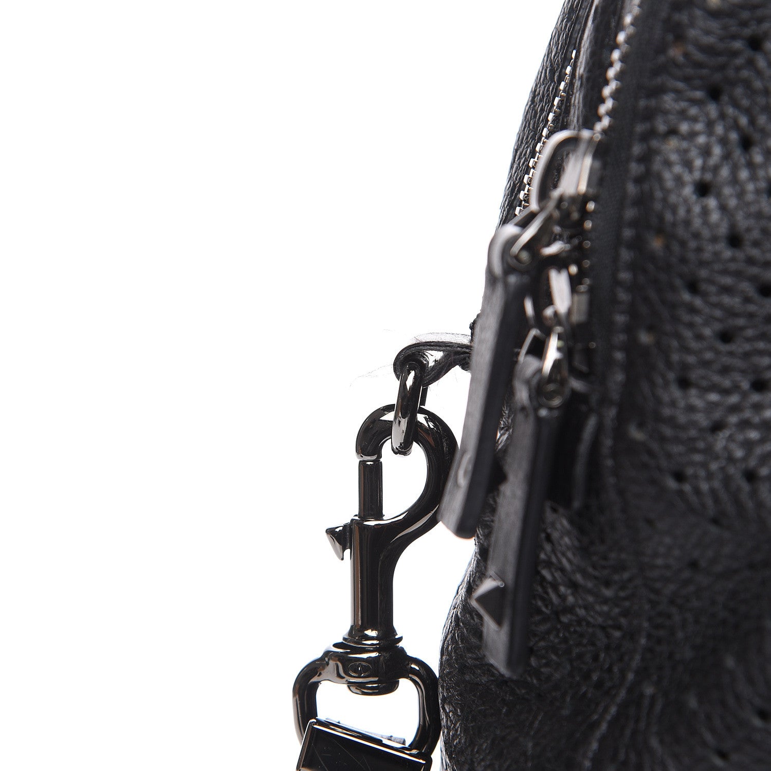 Valentino Garavani Calfskin Perforated Rockstud Large Travel Briefcase Black 18 of 20