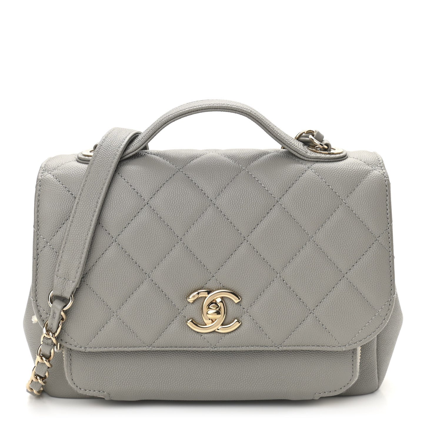 Caviar Quilted Medium Business Affinity Flap Grey