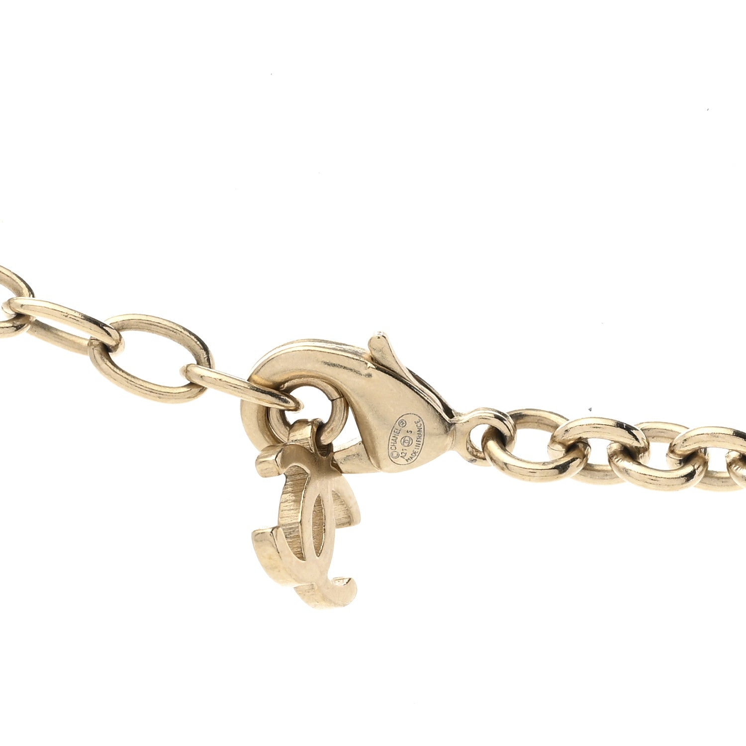 Chanel Metal Pearl Crystal Chain CC Long Necklace Gold 5 of 6