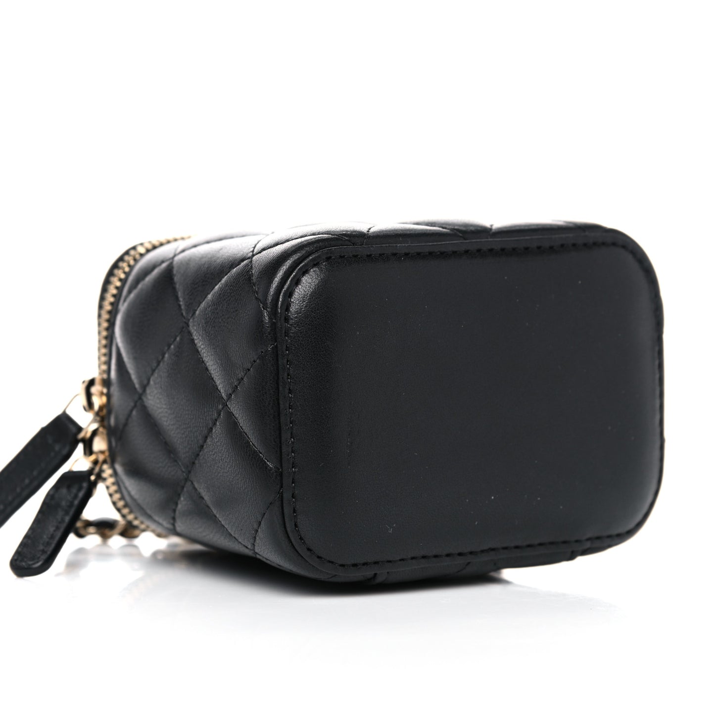 Lambskin Quilted Mini Vanity Case With Chain Black