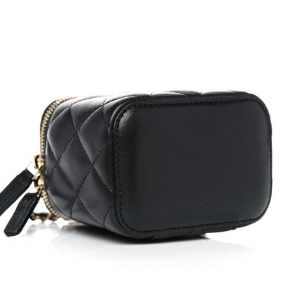 Chanel Lambskin Quilted Mini Vanity Case With Chain Black 8 of 9