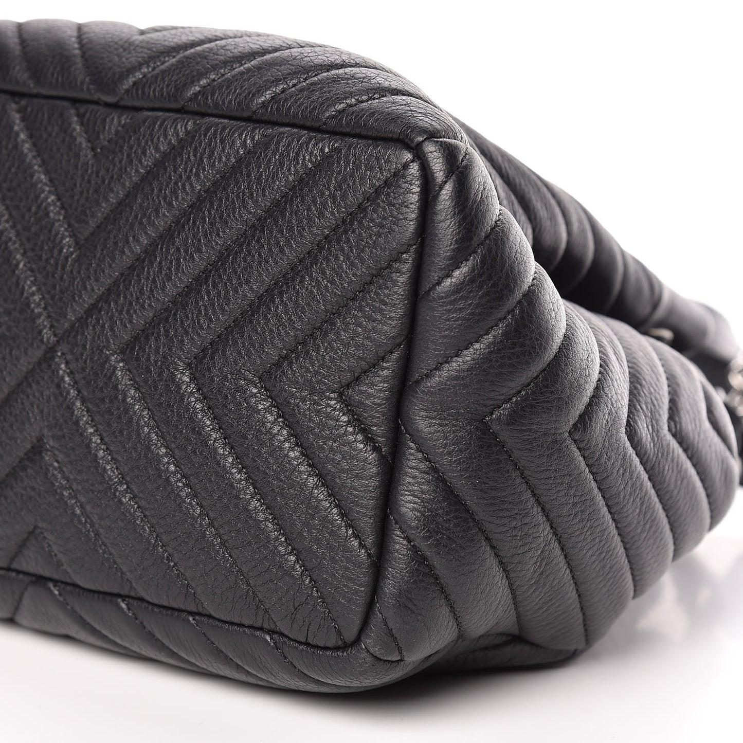 Deerskin Chevron Small CC Chain Bucket Drawstring Bag Black