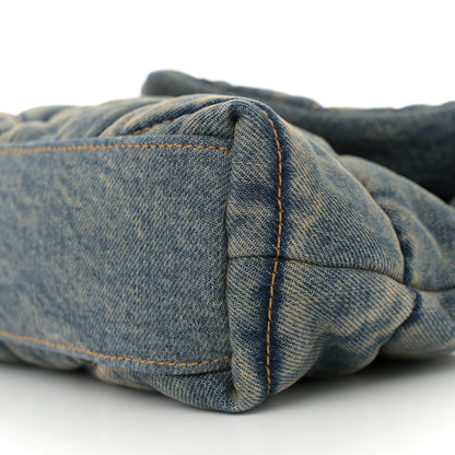 Saint Laurent Denim Quilted Toy Loulou Puffer Monogram Chain Satchel Blue Cinnamon 10 of 11