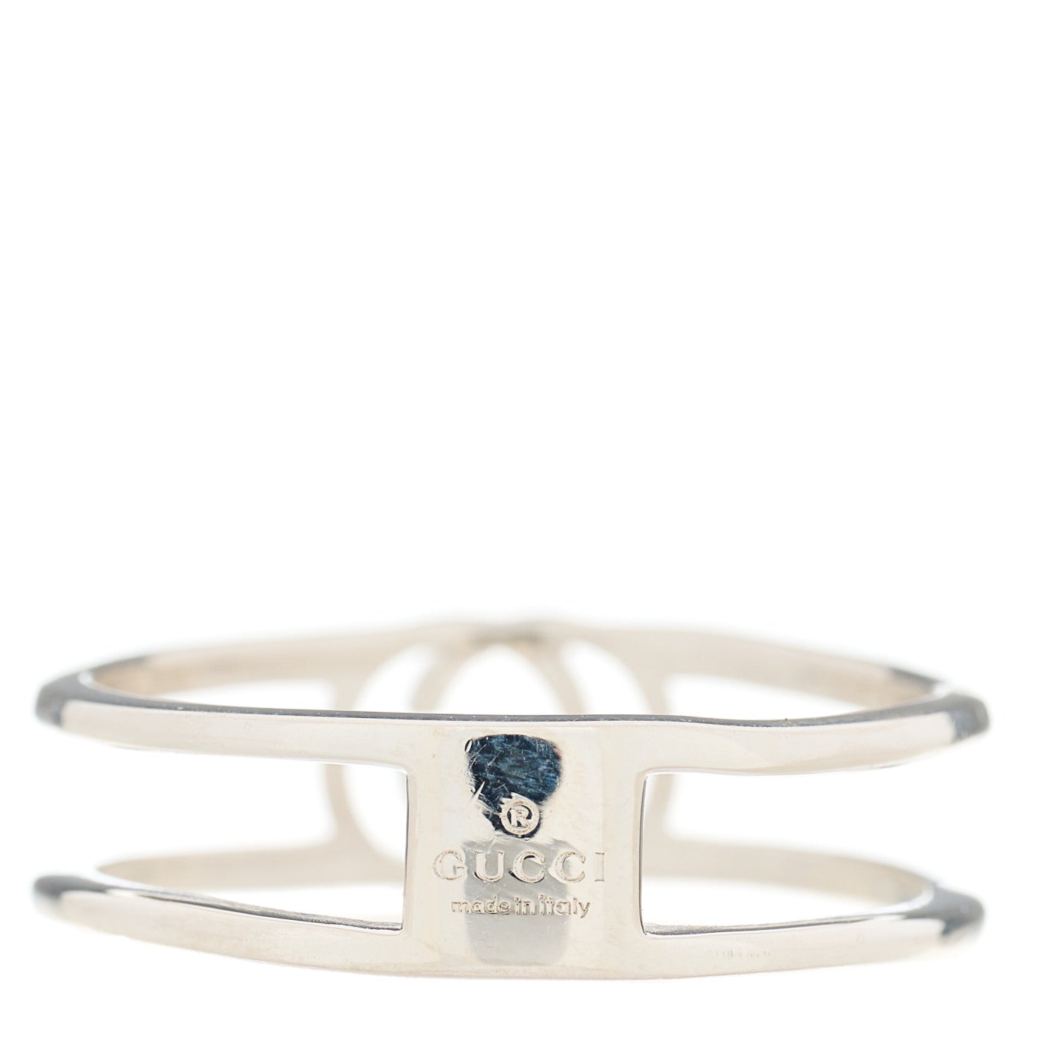 Gucci Sterling Silver 6mm Interlocking G Open Band Ring 58 8.25 3 of 4