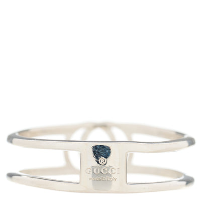 Gucci Sterling Silver 6mm Interlocking G Open Band Ring 58 8.25 3 of 4