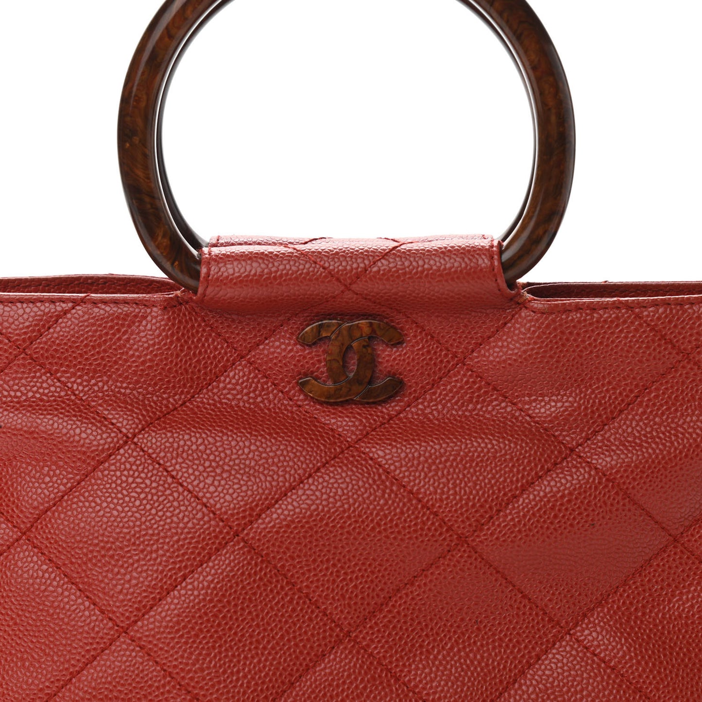 Caviar Tortoise CC Handle Tote Red