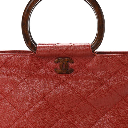 Chanel Caviar Tortoise CC Handle Tote Red 13 of 13