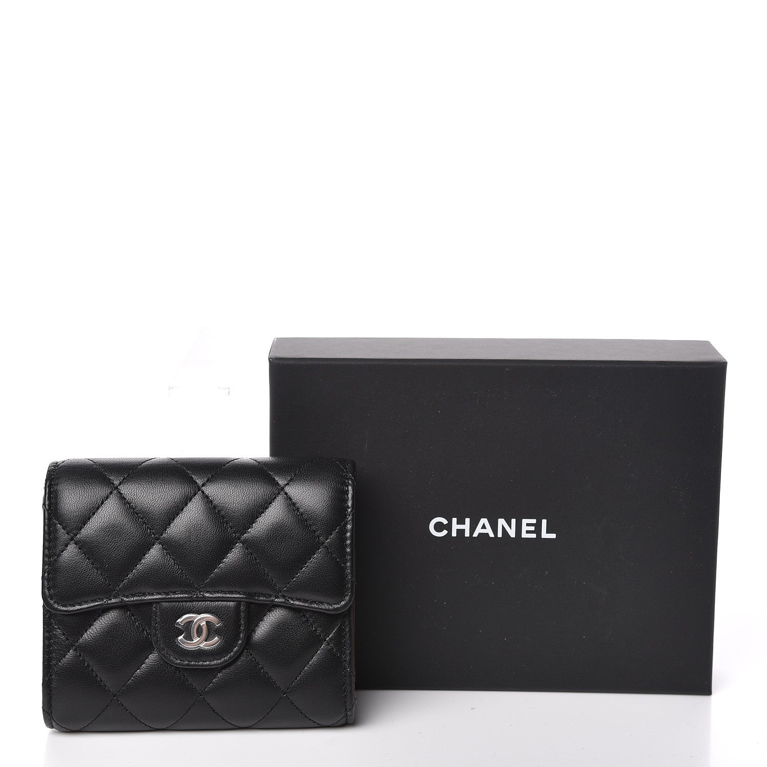 Chanel Lambskin Quilted Compact Flap Wallet Black 9 of 9