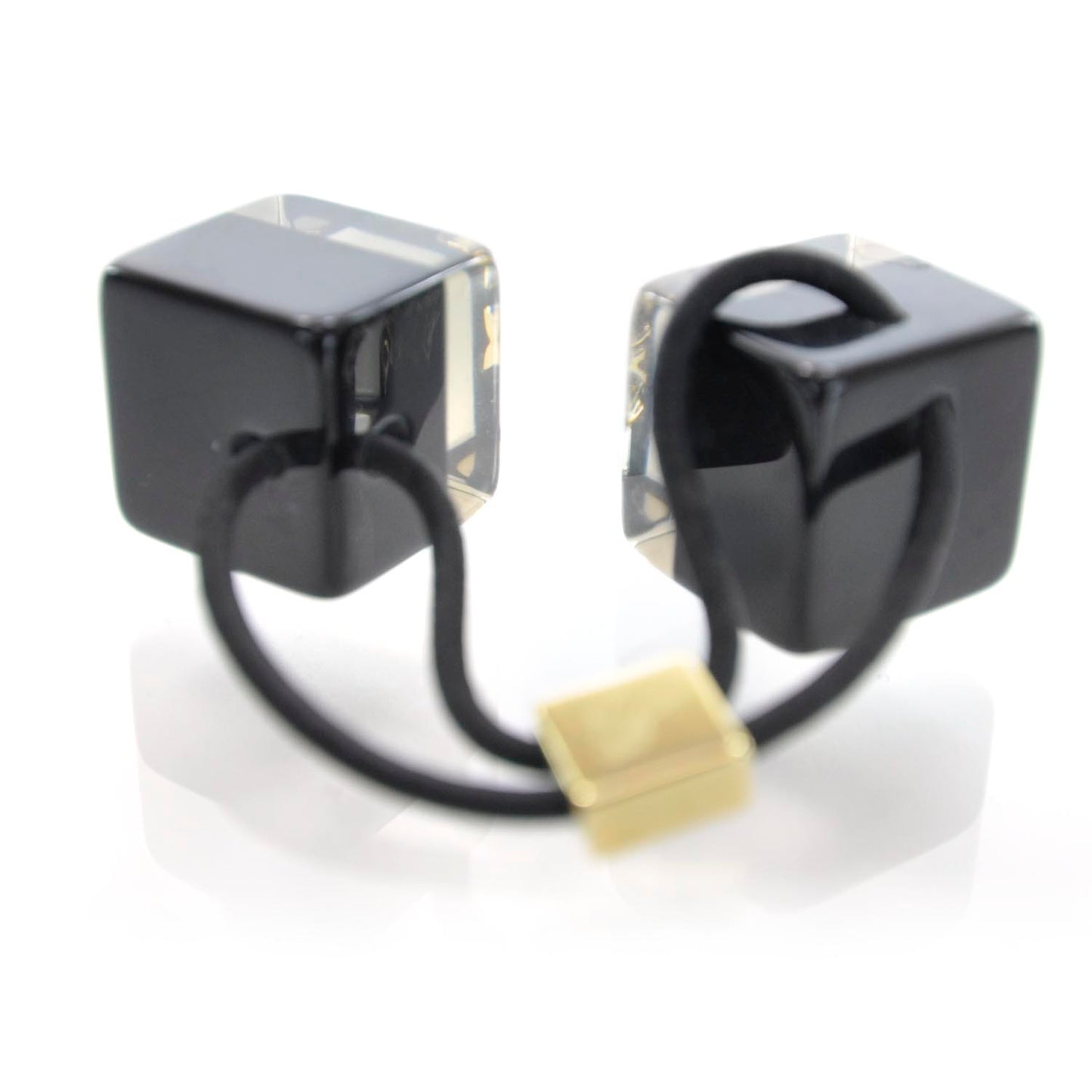 Inclusion Black Hair Cubes Gold Monogram