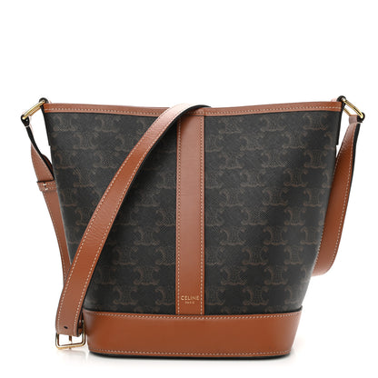 Celine Triomphe Canvas Calfskin Small Bucket Bag Tan 1 of 10