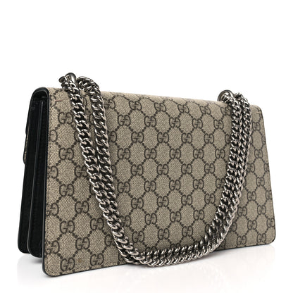 Gucci GG Supreme Monogram Suede Crystal Small Dionysus Shoulder Bag Beige Ebony Black 3 of 9