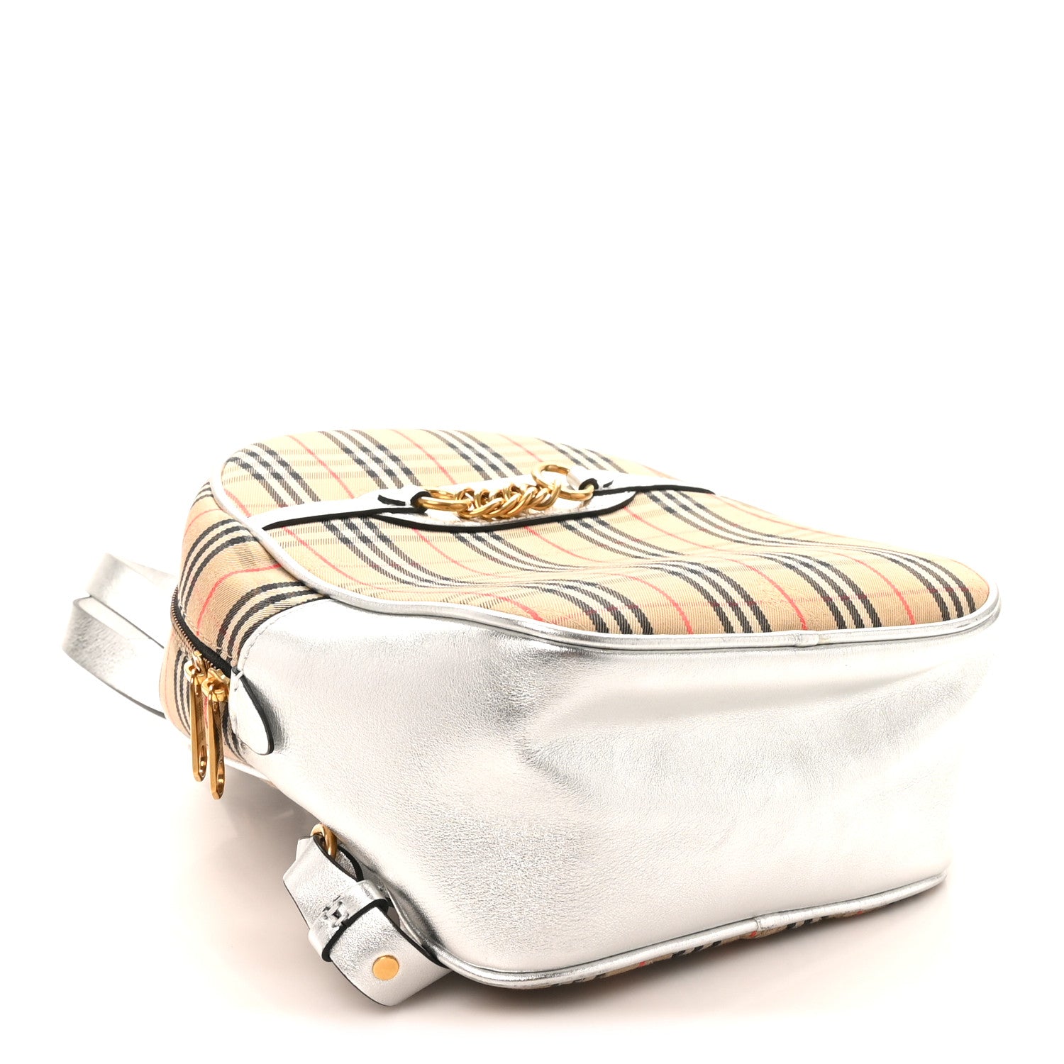 Burberry Smooth Calfskin 1983 Knight Check Link Backpack Silver 4 of 9