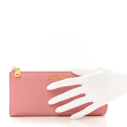 Miu Miu Goatskin Madras Zip Around Wallet Rosa 2 of 9