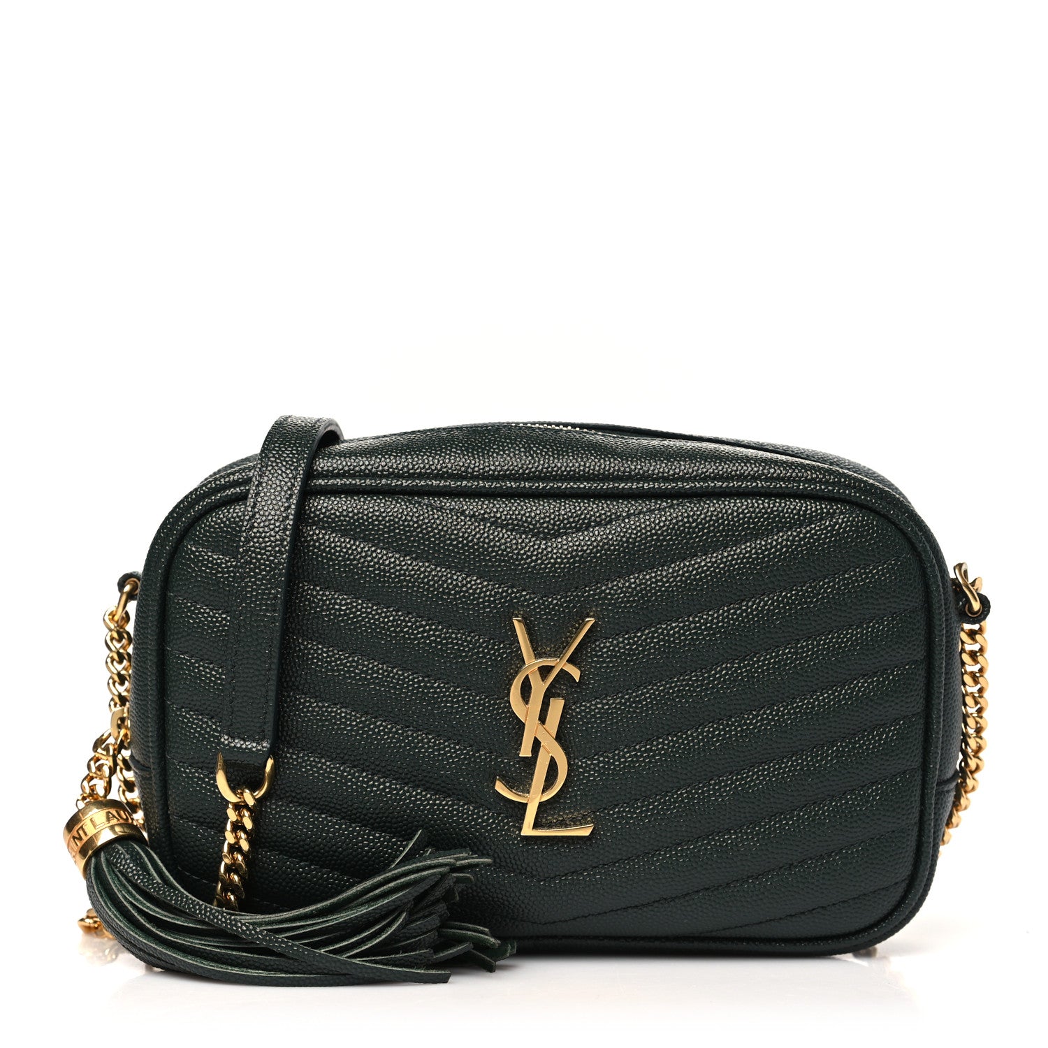Saint Laurent Grain De Poudre Matelasse Monogram Mini Lou Camera Bag New Vert Fonce 1 of 10