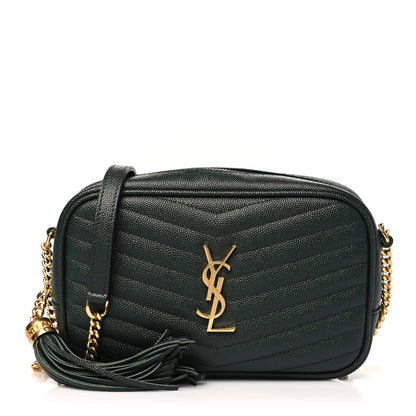 Saint Laurent Grain De Poudre Matelasse Monogram Mini Lou Camera Bag New Vert Fonce 1 of 10