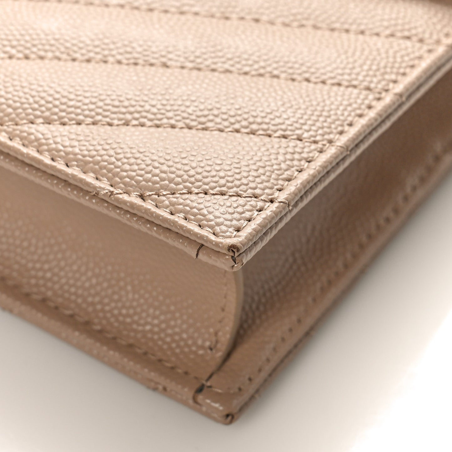 Grain De Poudre Matelasse Chevron Monogram Envelope Chain Wallet Dark Beige