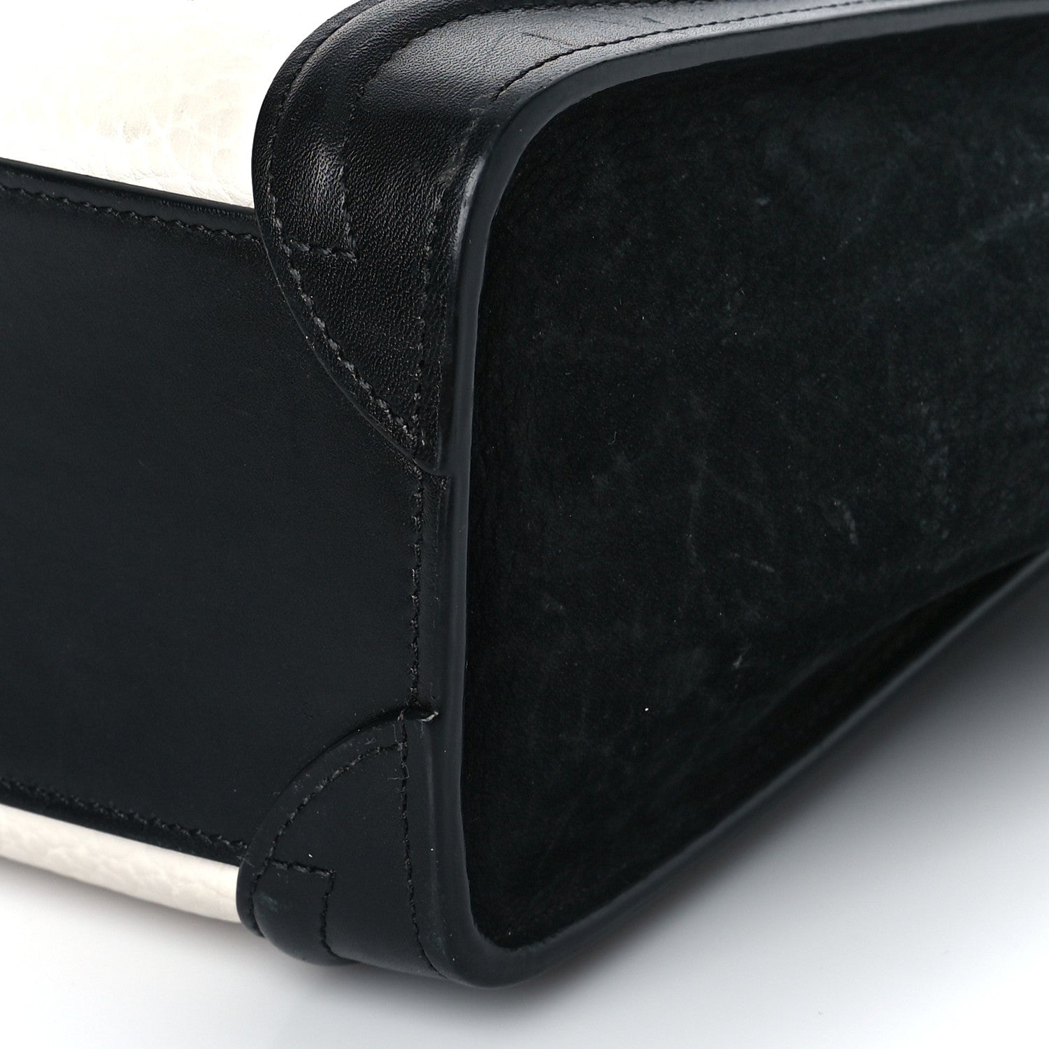 Celine Bullhide Calfskin Nubuck Bi-Color Nano Luggage Black White 8 of 11