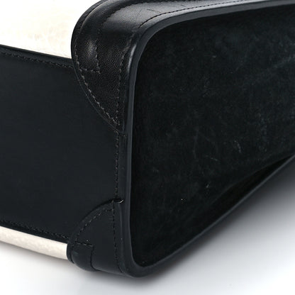 Celine Bullhide Calfskin Nubuck Bi-Color Nano Luggage Black White 8 of 11