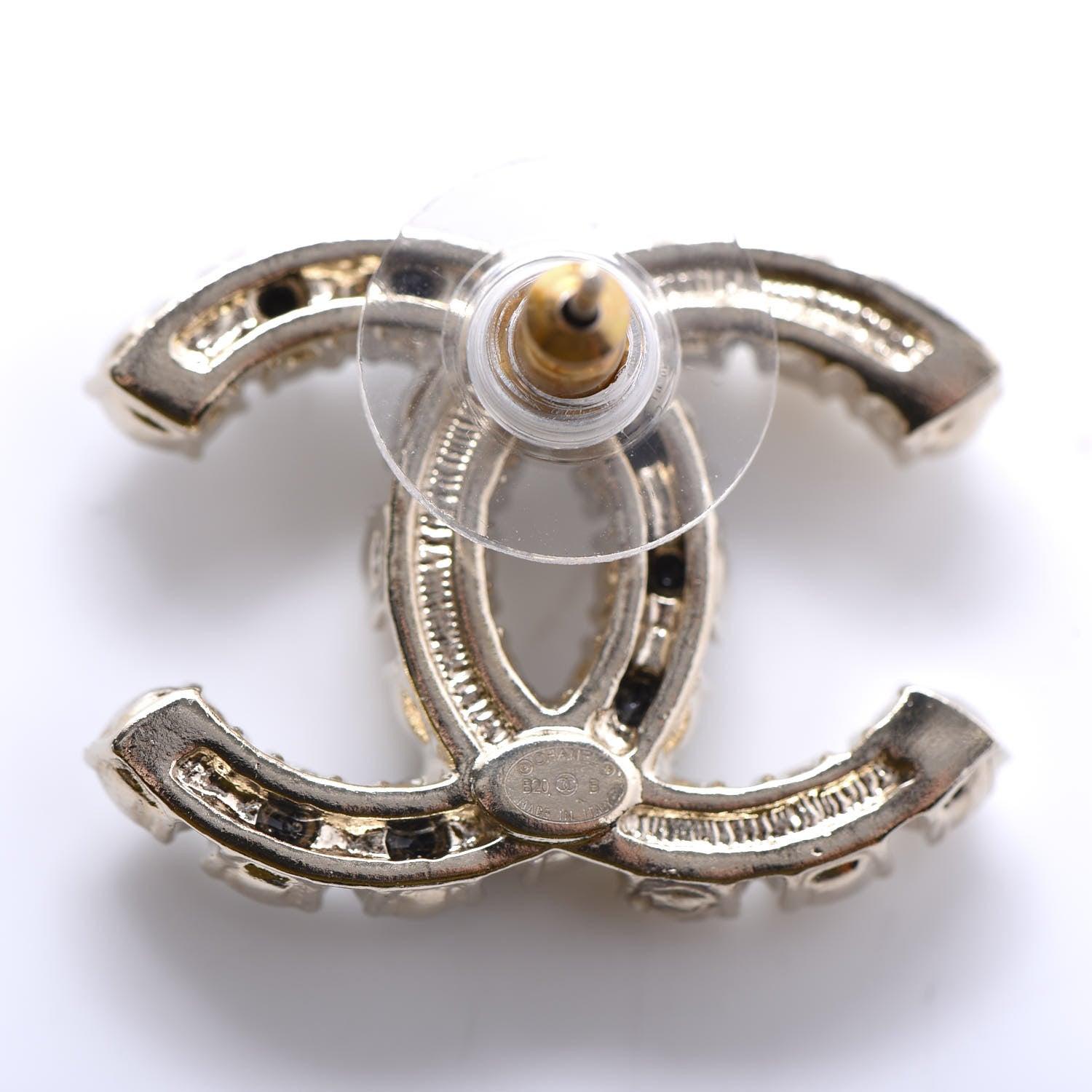Chanel Resin Pearl CC Dazzling Domino Earrings Gold Black 4 of 5