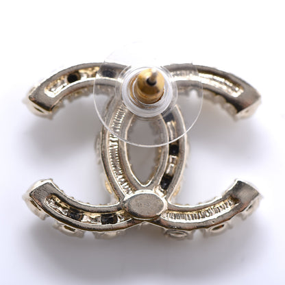 Chanel Resin Pearl CC Dazzling Domino Earrings Gold Black 4 of 5