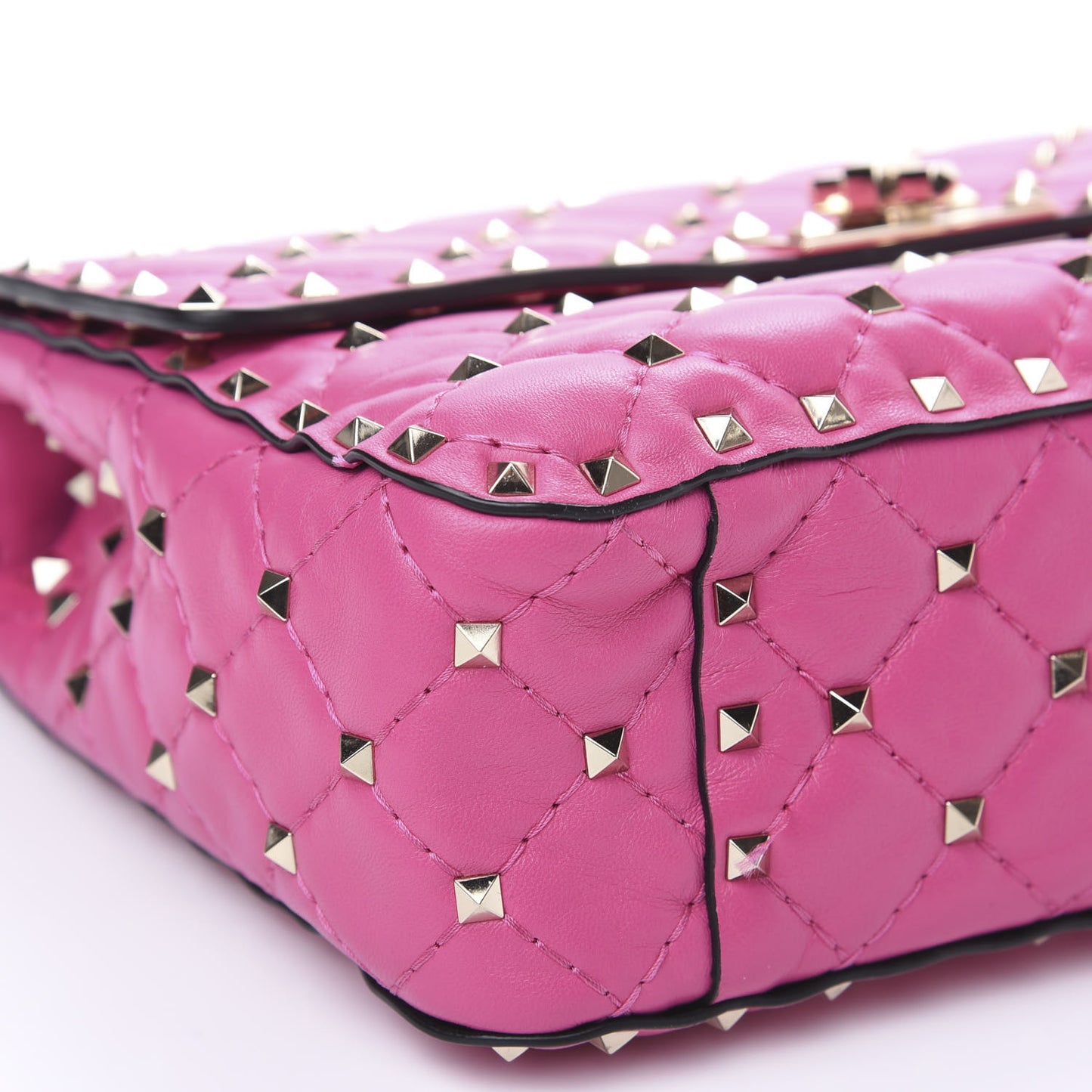 Nappa Medium Rockstud Spike Shoulder Bag Pink Orchid