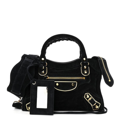 Balenciaga Baby Daim Suede Gold Metallic Edge Hardware Mini City Black 1 of 9