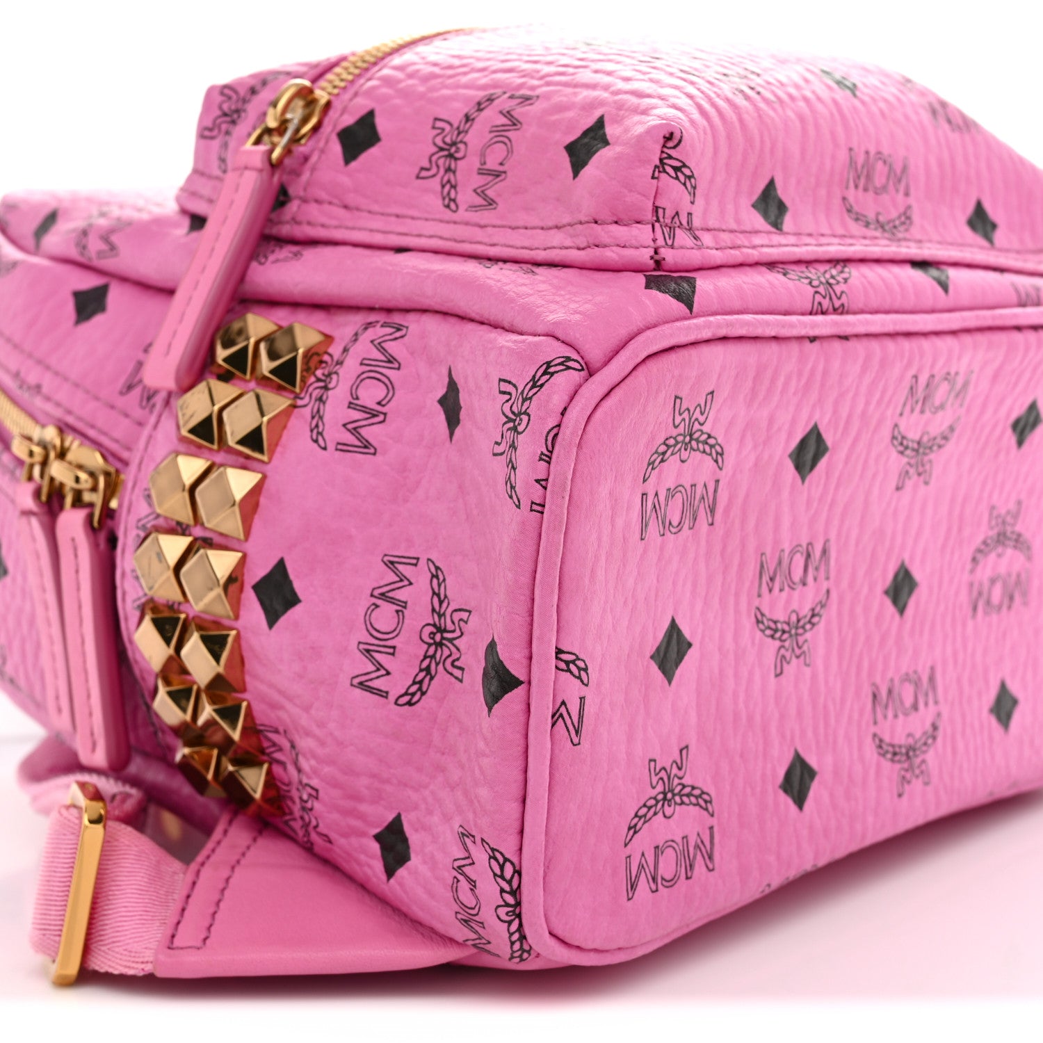 MCM Visetos Side Stud Mini Stark Backpack Pink 8 of 9