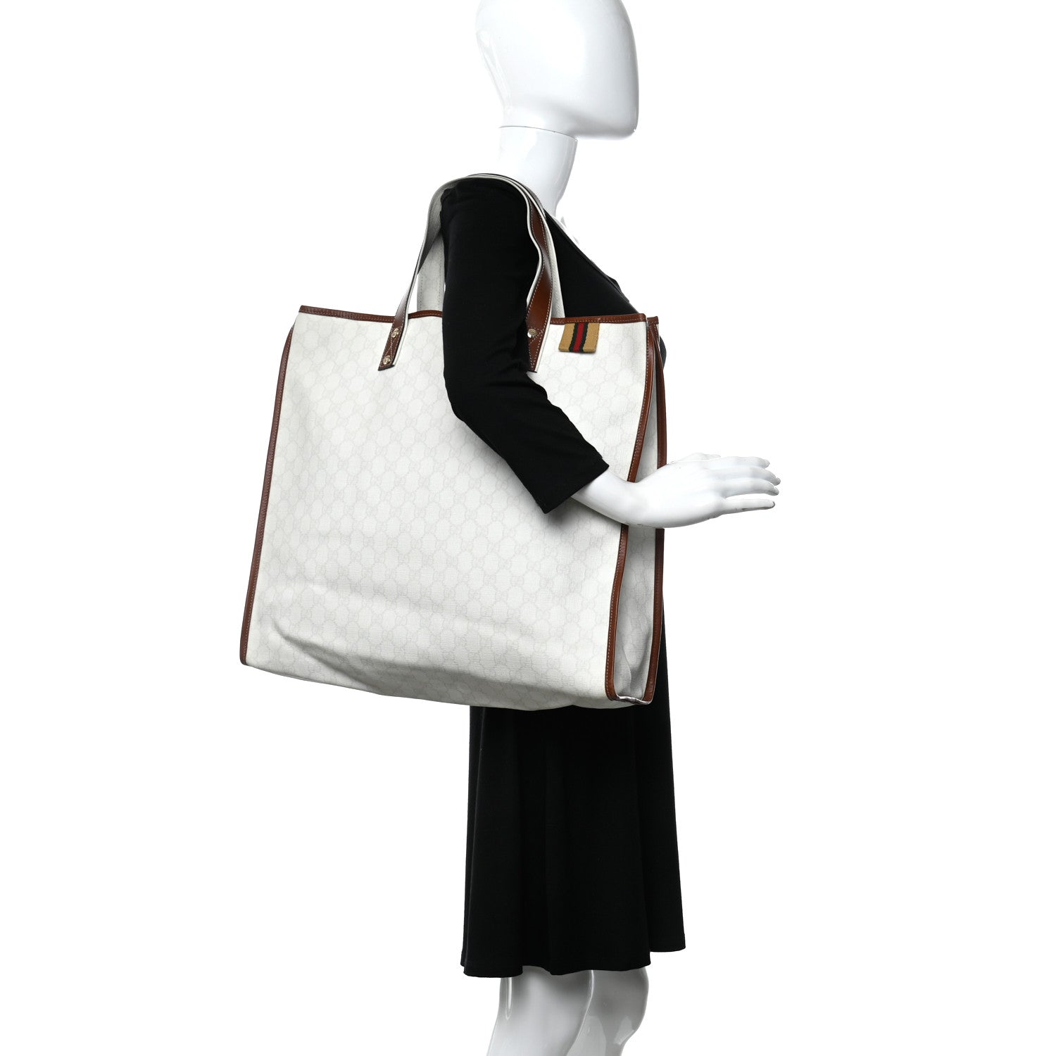 Gucci GG Plus Monogram Large Signature Web Loop Tote White 2 of 10