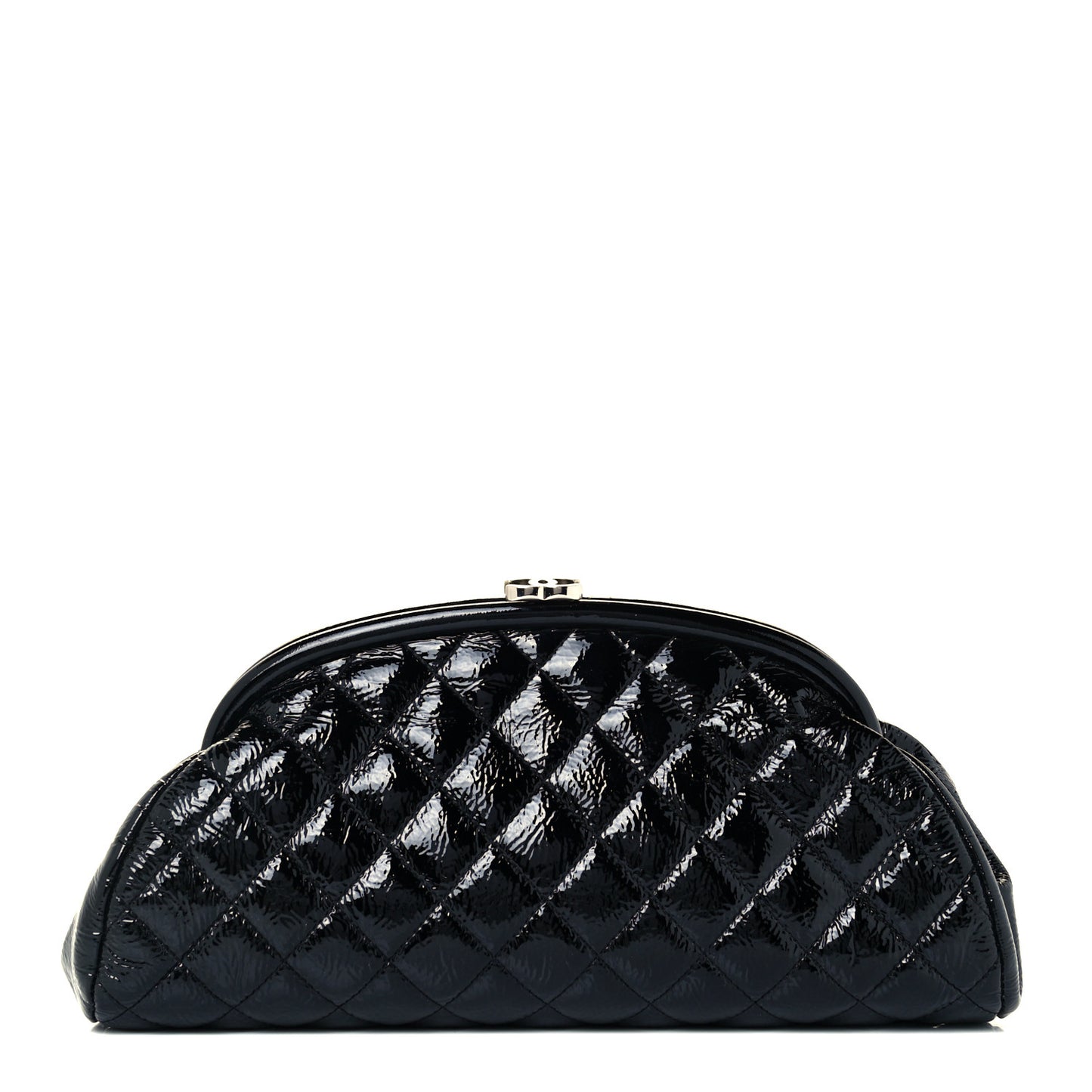 Distressed Patent Quilted Timeless Clutch Black