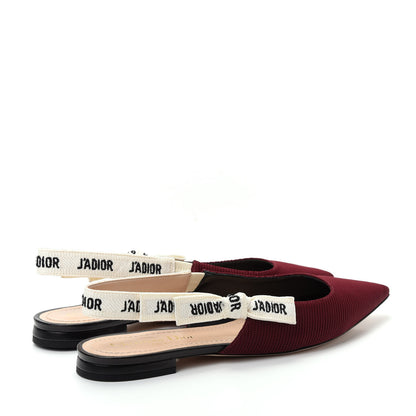 Christian Dior Technical Canvas Ribbon J Adior Sling-Back Ballet Flats 38.5 Rouge Black 4 of 11