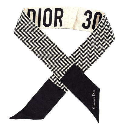 Christian Dior Silk 30 Montaigne Mitzah Scarf Black White 1 of 3