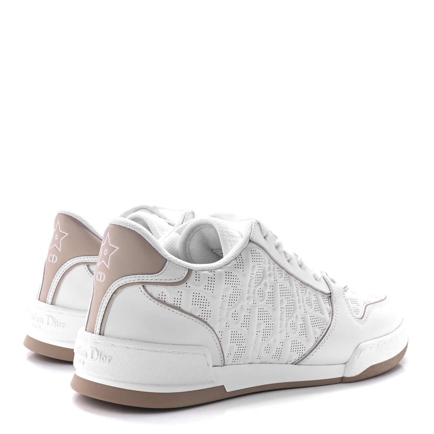 Calfskin Oblique Laser Perforated Dior One Low Sneakers 39.5 Off White Nude