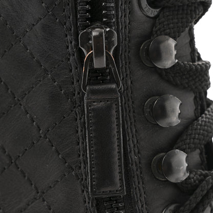 Chanel Calfskin Quilted Lace Up Combat Boots  38 Black 9 of 12